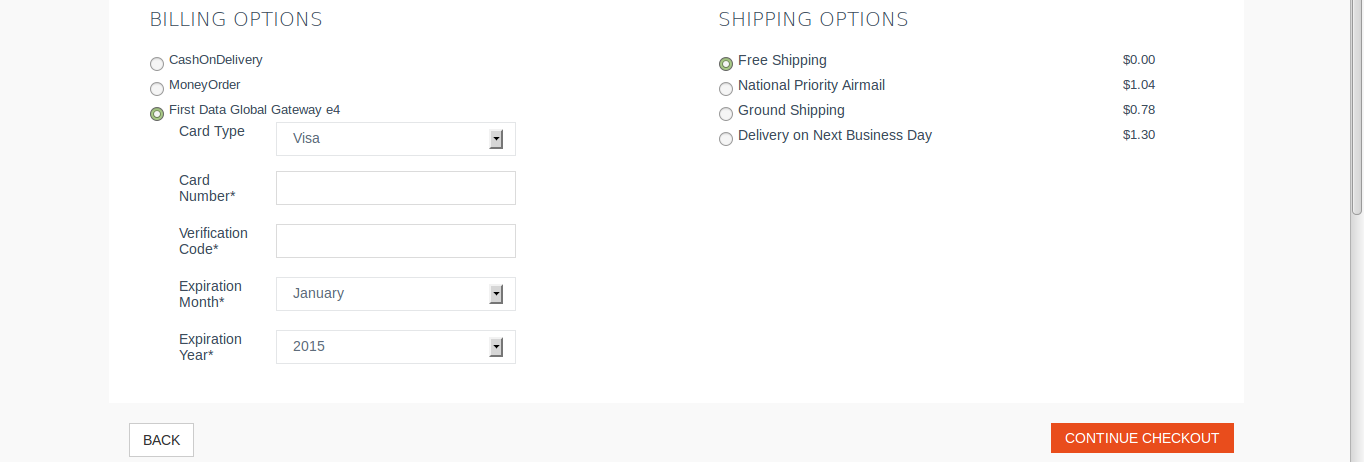 demo order using first data payment gateway