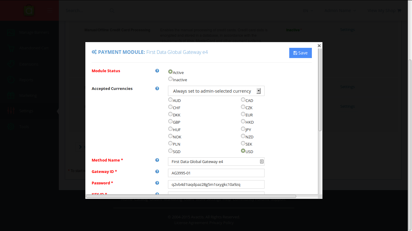 setting up a first data payment module